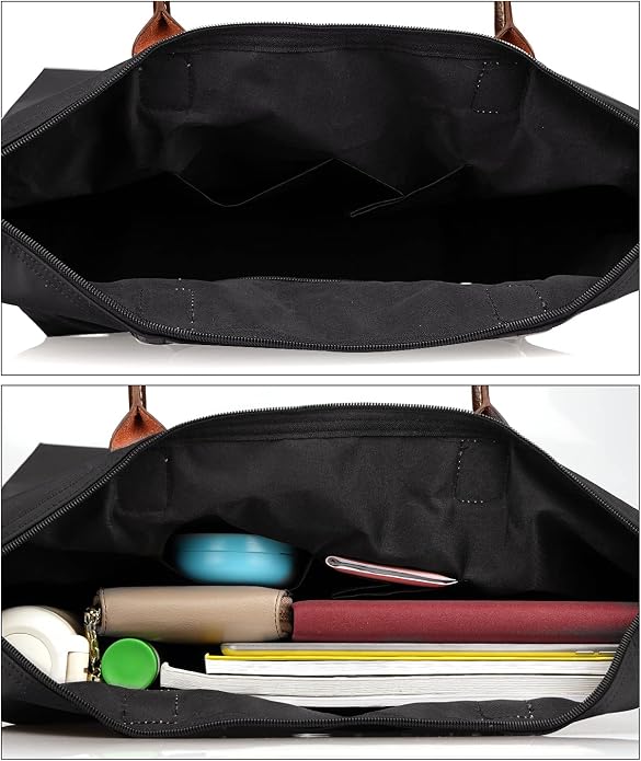 Tote Bags for Women, Foldable Tote Bag with Zipper Top-Handle Purse Waterproof Shoulder Hobo bags Handbags for Travel - Image 4