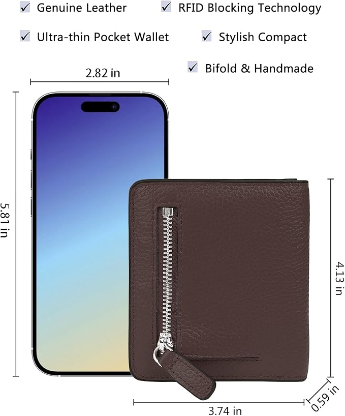 Small Leather Wallet for Women, Ladies Credit Card Holder RFID Blocking Women's Mini Bifold Pocket Purse - Image 5
