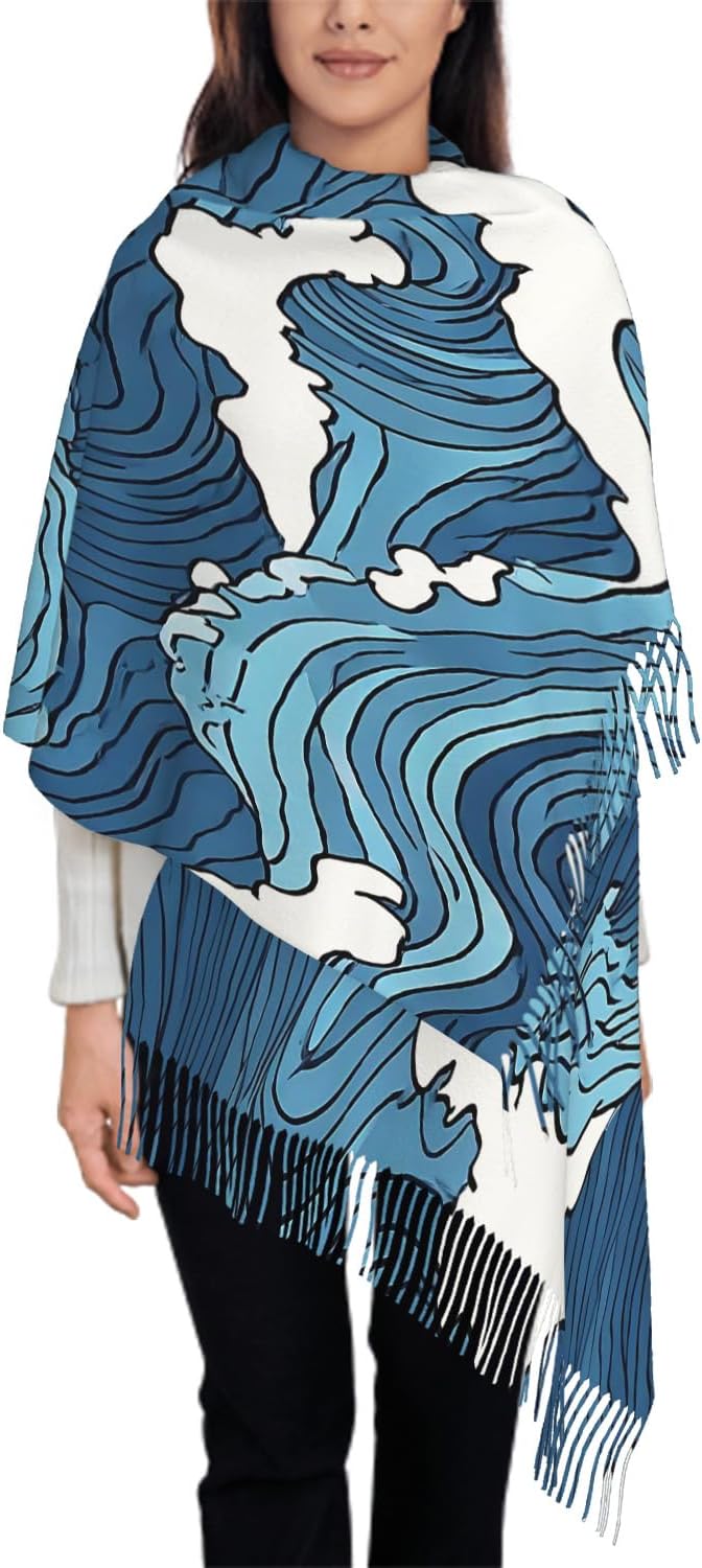 IBILIU Oversize Scarf for Women Floral Flower Purple Prune Color Scarf Tassel Scarves Fall Winter Shawl Wraps - 77.6 x 28.3in by IBILIU