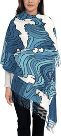 IBILIU Oversize Scarf for Women Floral Flower Purple Prune Color Scarf Tassel Scarves Fall Winter Shawl Wraps - 77.6 x 28.3in by IBILIU