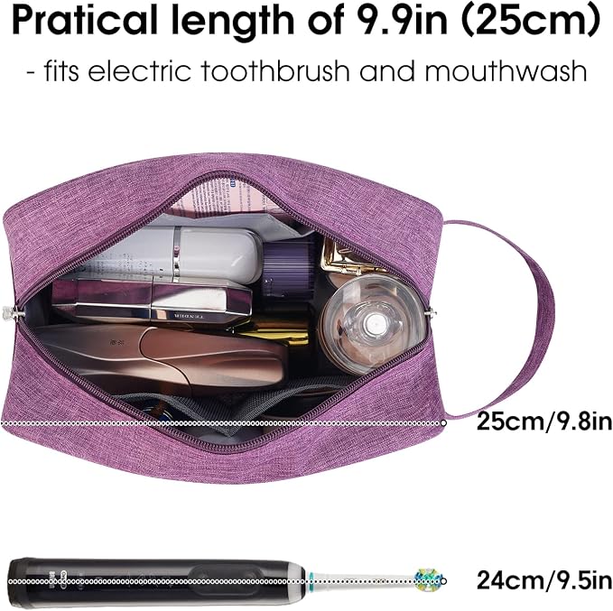 Narwey Travel Toiletry Bag for Women Traveling Dopp Kit Travel Bag for Toiletries Cosmetic Bag Makeup Bag Medicine Bag for Traveling (Dark Purple) - Image 3