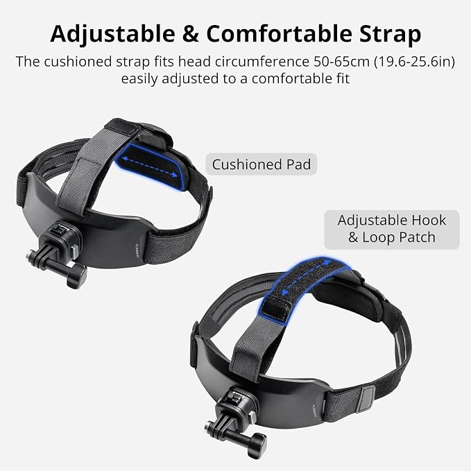 SMALLRIG Head Strap Mount for Action Cameras, Magnetic Quick Release | Adjustable Fit, Adapter Base for DJI Osmo Action 6/5 Pro/4, for Insta360 Ace Pro 2, for Hero 13/12/11/10/9 Black - 5724 - Image 7