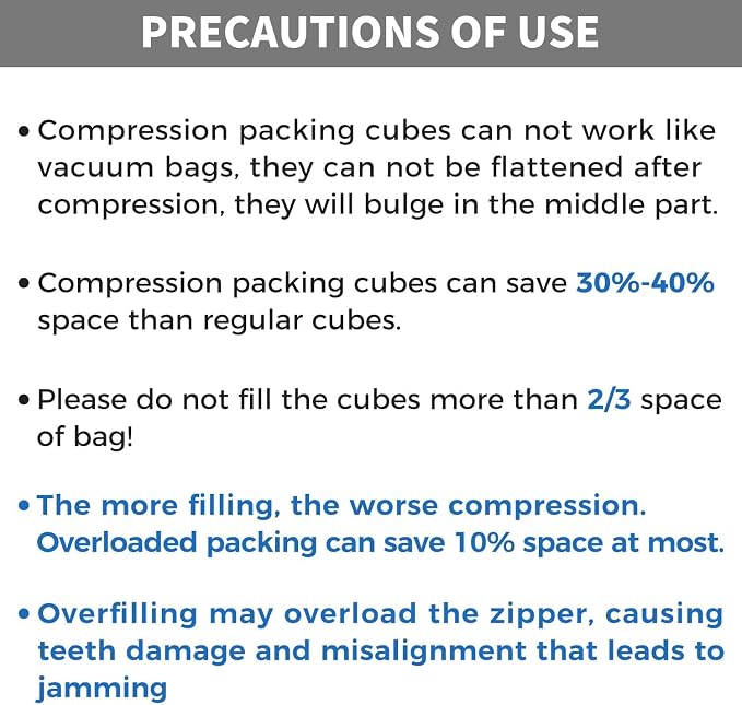 BAGAIL 4 Set/6 Set/8 Set Compression Packing Cubes Travel Accessories Expandable Packing Organizers (Cloth Pattern, 4-Black) - Image 5