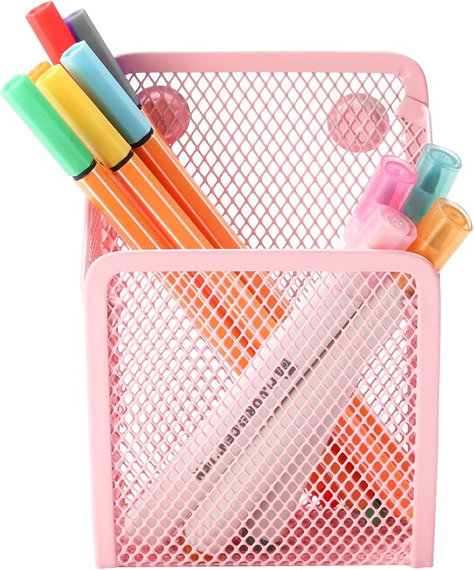 Magnetic Pencil Holder,Mesh Stainless Steel Pen Basket, Metal Writing Utensil Storage Organizer for Whiteboard,Blackboard,Kitchen, Locker, Home, or Office | Metal Writing Utensil Storage Organizer for Whiteboard,Blackboard,Kitchen, Locker, Home, or Office - Image 2