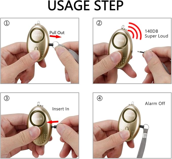 Personal Alarm for Women, 10Pcs 140dB Self Defense Keychain LED Light | Personal Safety Alarm with LED Light Panic Button for Women Kids and Elders (Colorful) - Image 3