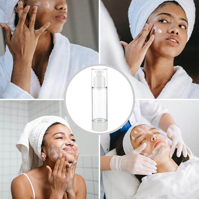 1.7OZ/50ML Clear Airless Pump Bottles, Lotion Dispenser Travel with Pump, Vacuum Plastic Travel Size Lotion Bottle for Foundation, Creams, Cosmetic(3 Pack) - Image 7