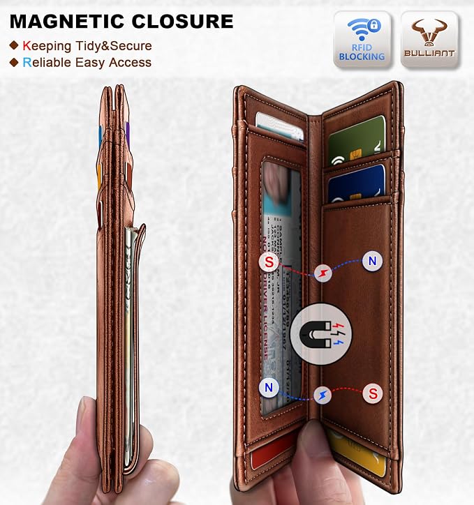 BULLIANT Magnetic Slim Leather Pocket Wallet Money Clip For Men 12Cards | RFID Blocking | Easy Access | Gift Boxed - Image 3