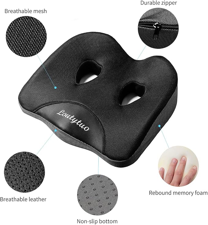 LOUTYTUO Seat Cushion Pillow,100% Memory Foam and Washable Cover,for Office Chair,Car Seat and Wheelchair, Soft Support Seat Cushion - Image 5