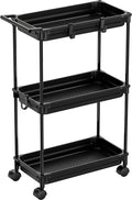 SimpleHouseware Standard 3-Tier Slim Rolling Storage Cart, Black by SimpleHouseware