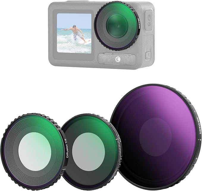 NEEWER ND Filter Kit Compatible with DJI Osmo Action 5 Pro/4, Variable ND 8-32 + CPL + Black Diffusion 1/4 for Mist Cinematic Effect Filter, Multicoated HD Action Camera Accessories, FL-52 by Neewer