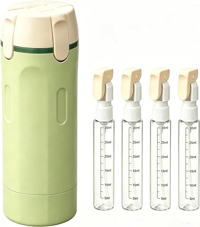 Aida & Hani 4 in 1 Travel Dispenser Bottle, 4 Pack 1OZ/30ML Leak Proof Refillable Travel Size Containers, Portable Toiletry Organizer for Shampoo, Conditioner, Lotion, Cream (Green) by Unknown