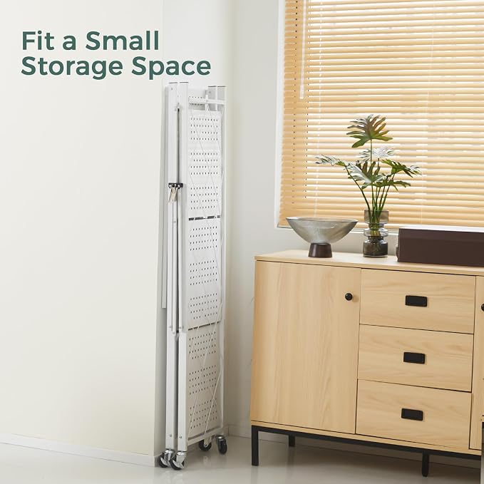DEANIC 4 Tier Foldable Storage Shelves with Wheels, Large Capacity Shelving Unit, Freestanding Metal Wire Shelf Rack, No Assembly Organizer Rack for Garage Kitchen, Basement, Pantry(White Pack of 2) - Image 6