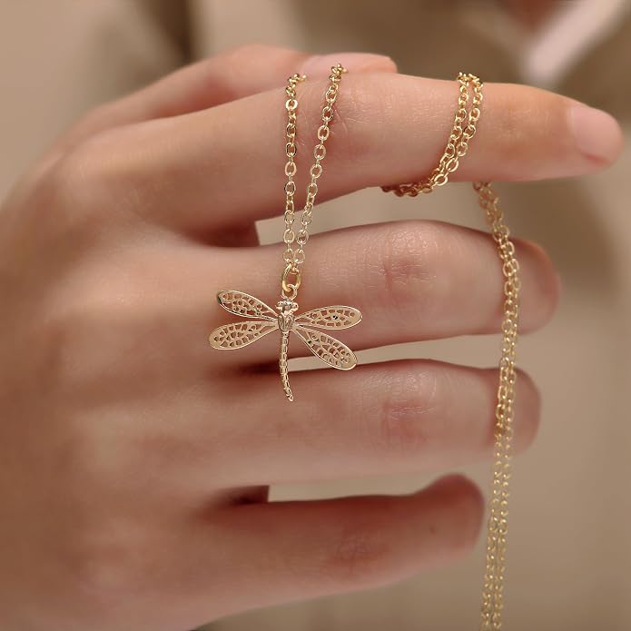 RZKING Golden Necklace for Women, Dainty Butterfly Heart Bow Rose Necklace, Gifts for Best Friend Sister Mom Girlfriend, Graduation Chritmas Birthday Anniversary Thank You Gifts - Image 3