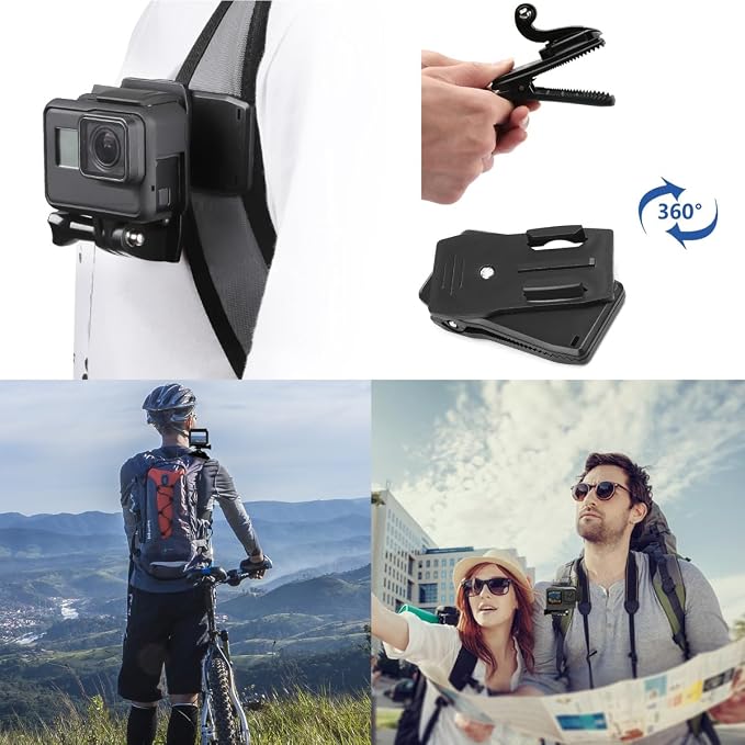 4 in 1 Camera Accessories Kit Head Strap, Chest Strap, Backpack Clip, Wrist Strap Mount Compatible with GoPro Hero 13 12 11 10 9 8 7 6 5 4, Session & Most Action Camera - Image 5