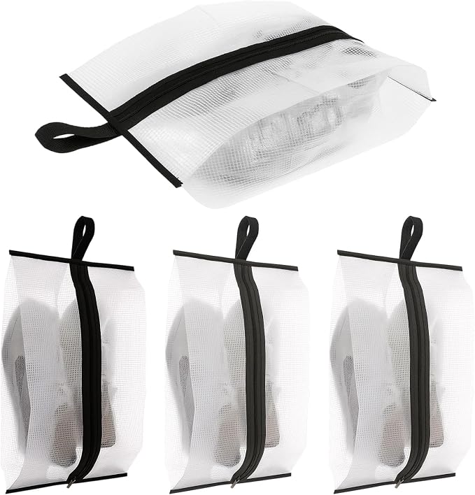 Shoe Travel Bags for Luggage, 4 Pack Waterproof Portable Travel Shoe Bags with Zipper and Handle for Organizer, Reusable Shoes Bag for Gym for Men Women by Unknown