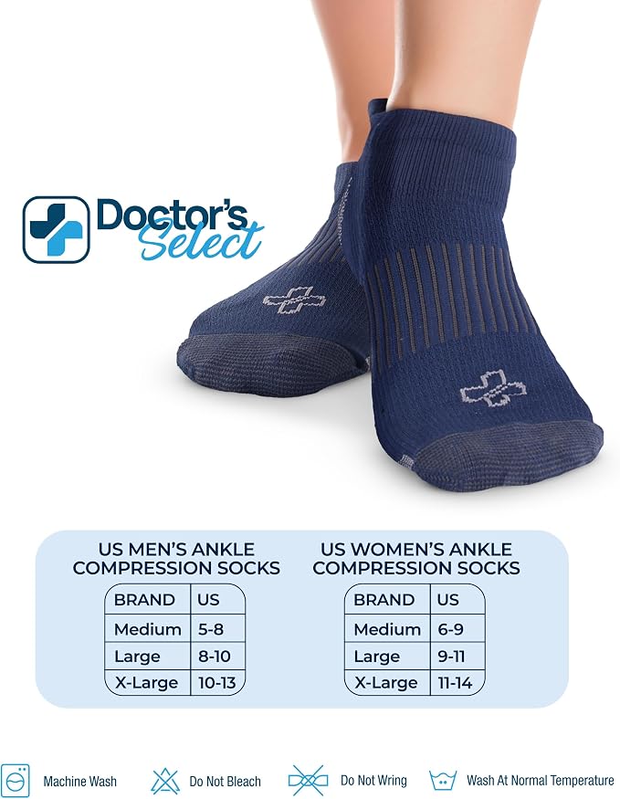 Doctor's Select Copper Ankle Compression Socks for Women and Men - 4 Pairs | Athletic Running Plantar Fasciitis Socks - Image 2