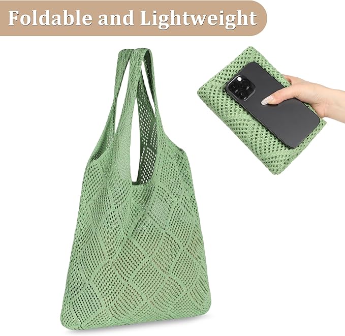 Sightor Crochet Tote Bag, Mesh Beach Bag Knit Summer Hobo Bag for Women | Beach Tote bag Vacation Outfits Aesthetic Boho Bag - Image 7