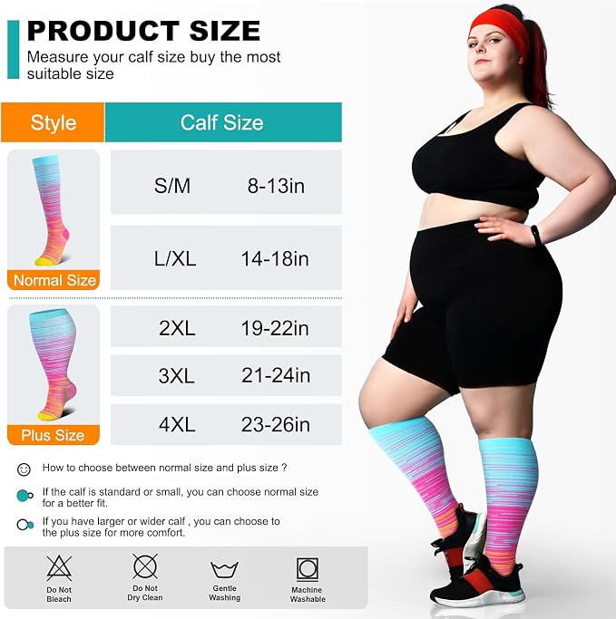 Genovega 3 Packs Wide Calf Compression Socks for Women Men Knee Hight S/M-4XL for Gifts - Image 7