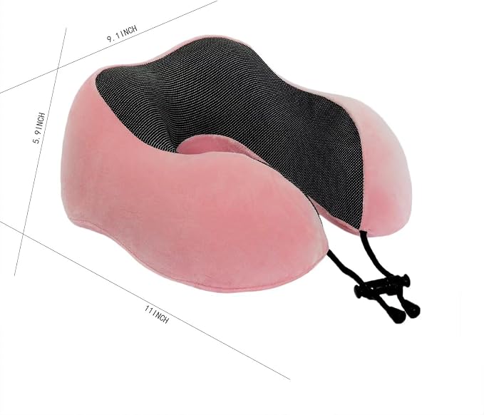 Memory Foam Travel Pillow, Neck Pillow with 360-Degree Head Support, Comfortable and Lightweight, Ideal for Sleeping on Airplane, Car, Train, Bus and Home Use, Comes with Storage Bag (Pink) - Image 7