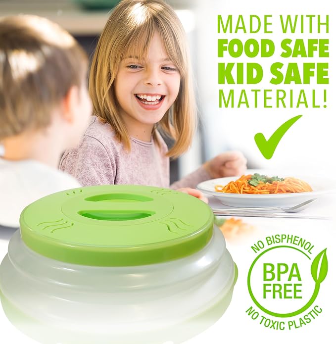 HOVER COVER Magnetic Microwave Splatter Cover - 12-Inch Collapsible - Green | High Power, Stronger Magnetic Grip, BPA-Free Lid, Vented Plate Guard with Steam Vents, Dishwasher Safe, Space-Saving Storage - Image 8