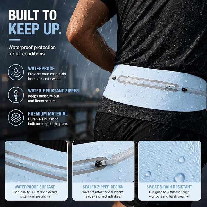 Slim No-Bounce Running Belt - Waterproof Exercise Waist Pack for Marathons, Hiking & Dog Walking - Hidden Travel Money Belt for Phones - Image 7