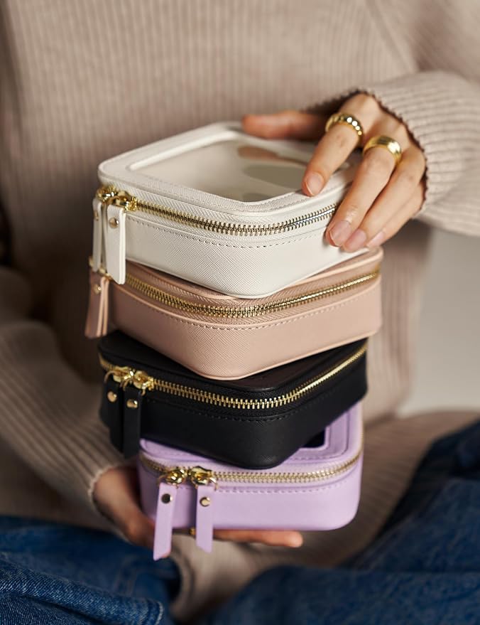 Small Cosmetic Bag for Purse Mini Makeup Bag for School Cute Clear Make Up Pouch for Travel Tiny Leather Purple Make Up Organizer Case for Backpack Toiletry Bag Waterproof Square Pouch with Zipper | Waterproof PU Leather, Square Make Up Pouch with Zipp... - Image 8
