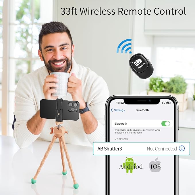 Phone Tripod with Wireless Remote - 2 in 1 Replaceable Flexible Tripod for iPhone, Portable Selfie Stick for Video Recording Vlogging - Compatible with iPhone Android Go Pro, Digital Camera - Image 7