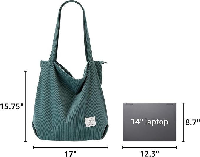 KALIDI Women Corduroy Tote Bag Zipper Casual Tote's Handbag Big Capacity Shoulder Bag with Pockets - Image 3