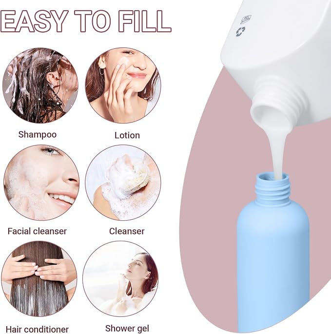 Travel Shampoo Bottle, Empty Plastic Squeeze Bottles 8.8oz with Flip Cap, Lotion Container for Toiletries Travel Size Shampoo and Conditioner - Image 3