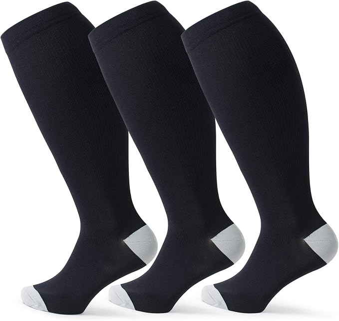LEVSOX Wide Calf Compression Socks for Women & Men Extra Large Size Support Socks for Nurses Running Pregnant Travel, 15-20 mmHg by Levsox