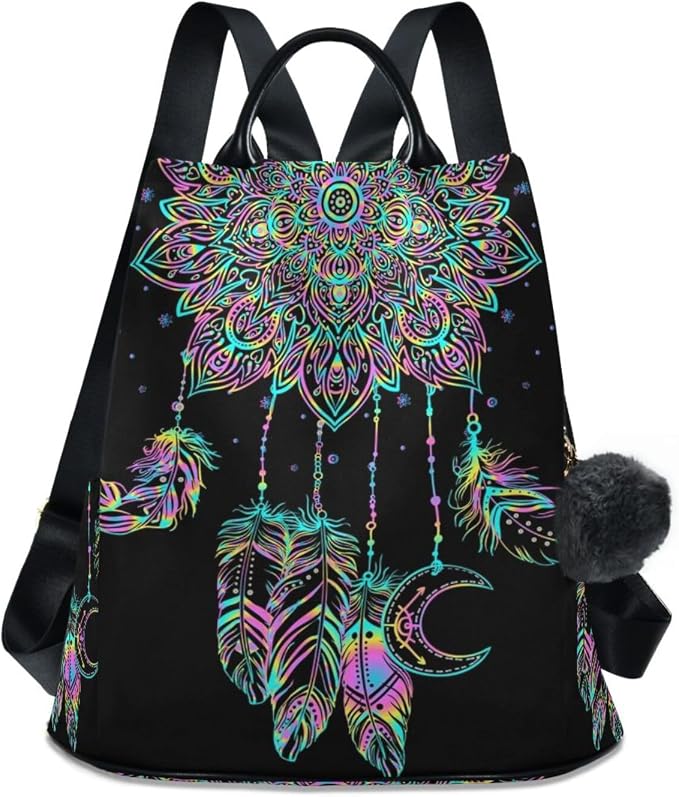 ALAZA Dreamcatcher Lotus Boho Backpack Purse for Women Anti Theft Fashion Back Pack Shoulder Bag by ALAZA