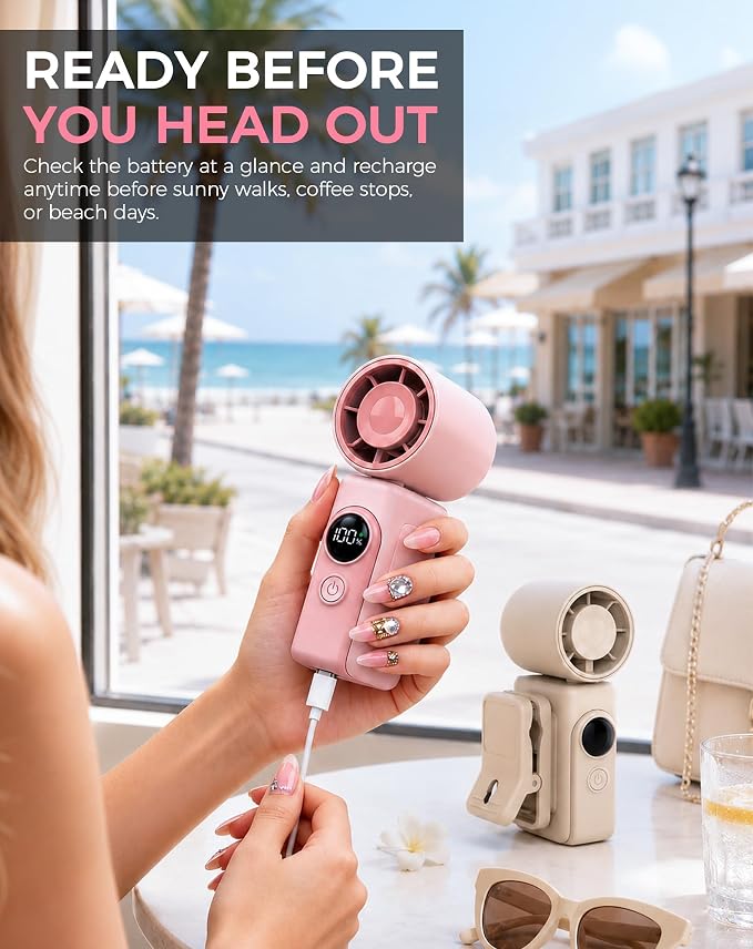 Hotsales Clip-On Portable Fan 2-Pack, 13500 RPM High-Speed Rechargeable Handheld Mini Fan, LED Display, 360° Rotating Detachable Clip, Stroller Fan for Baby, Travel Essentials, Gifts for Women & Men - Image 7