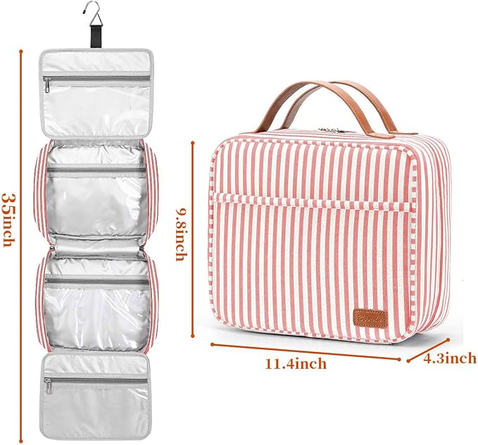 Hanging Travel Toiletry Bag,Large Capacity Cosmetic Travel Toiletry Organizer for Women with 4 Compartments & 1 Sturdy Hook,Perfect for Travel/Daily Use/Christmas - Image 4