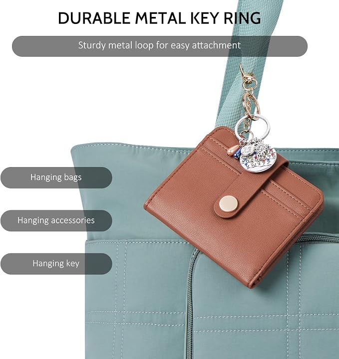 POIUGOYA Slim Wallet for Women,RFID Blocking Bifold Credit Card Holder with Zipper Coin Pocket,ID Window,Keychain - Image 6