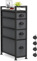 LASZOLA Narrow Cabinet Slim Storage Cart for Bathroom Small Space, Black Gray by LASZOLA