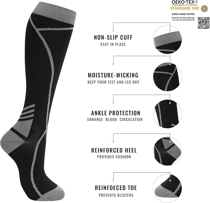 hello momoya Compression Socks for Women Men Circulation Knee High 8 Pairs for Nurses, Running, Travel, Athletic - Image 2