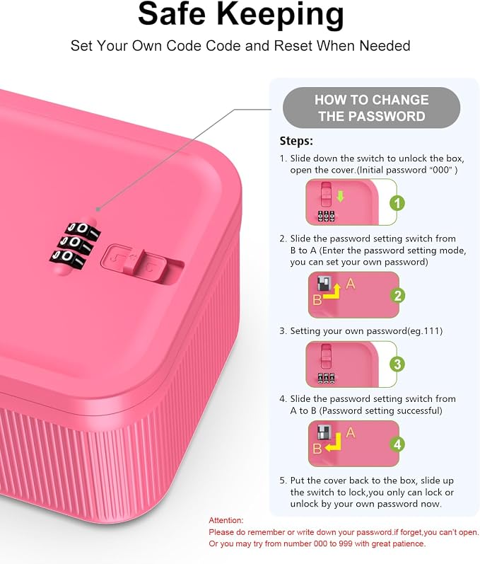 Lockable Storage Box with Combination Code - Secure Medicine Safe box, Phone Jail & Snack Container for Refrigerator, Home, Office, Travel - Durable Multi-Purpose Lock Box (Berry) - Image 7