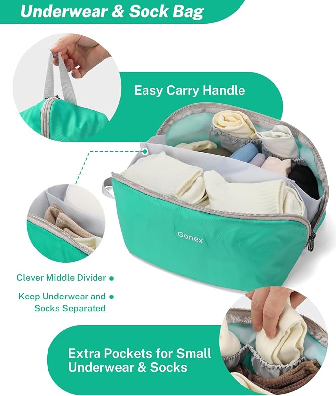 Gonex Compression Packing Cubes for Travel, Mesh Bags Luggage Organizers | Set of 4/5/6/7/10 for Essentials, Extensible, Fits 20"Carry-on Suitcases, See-through Mesh, Double Zipper Compression - Image 4