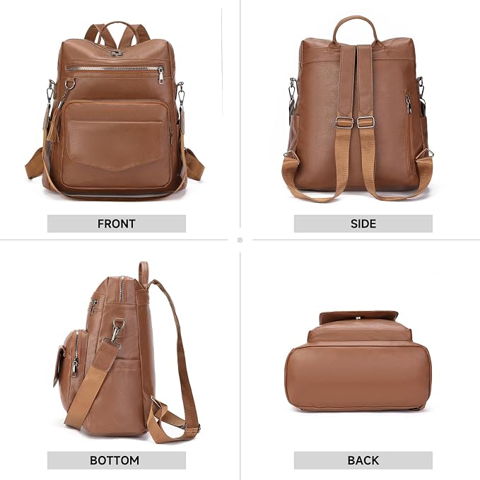 GAEKEAO Backpack Purse for Women PU Leather Anti-theft Backpack Ladies Convertible Large Travel Designer Fashion Shoulder Bag - Image 6