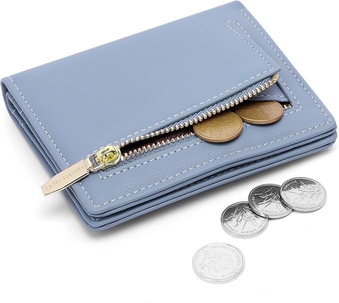 Small Women Wallet RFID Blocking Bifold Pocket Wallet Slim Compact Ladies Purse Mini Wallets For Women (Blue) - Image 2