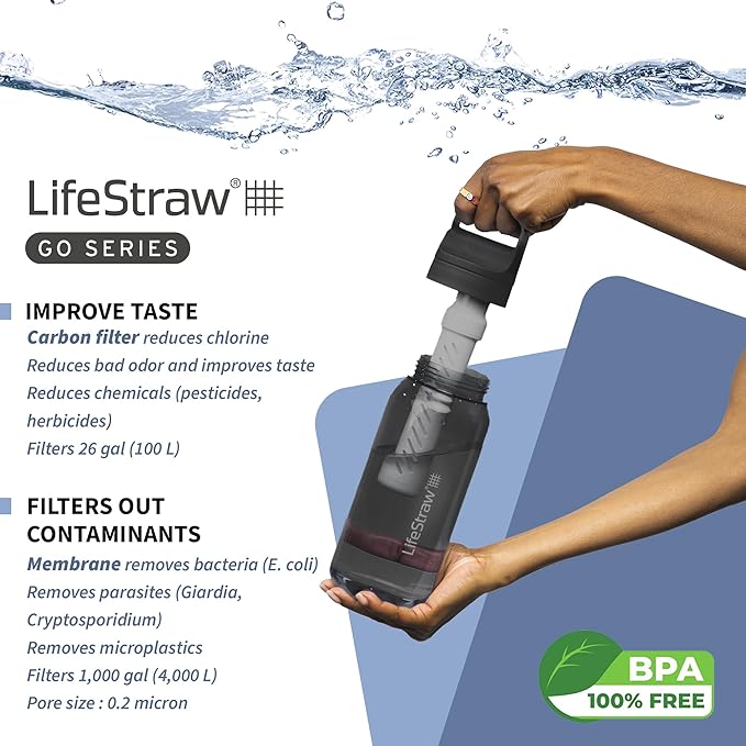 LifeStraw Go Series BPA-Free Water Filter Bottle, 1 L, Nordic Noir | Plastic Water Filter Bottle for Travel and Everyday use removes Bacteria, parasites and microplastics, Improves Taste - Image 6