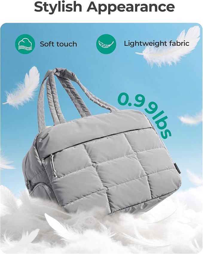 BAGSMART Gym Bag for Women, Carry on Travel Duffel Bag, Water-resistant Weekender with Shoe Compartment for Gym Travel Work, Grey, Medium - Image 7