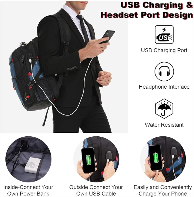 LOVEVOOK Large Laptop Backpack for Men,15.6Inch Heavy Duty Travel Backpack | TSA-Friendly with Anti-Theft,Carry On Flight Approved,College Work Bookbag,Water Resistant Business Backpack for Men Women - Image 5