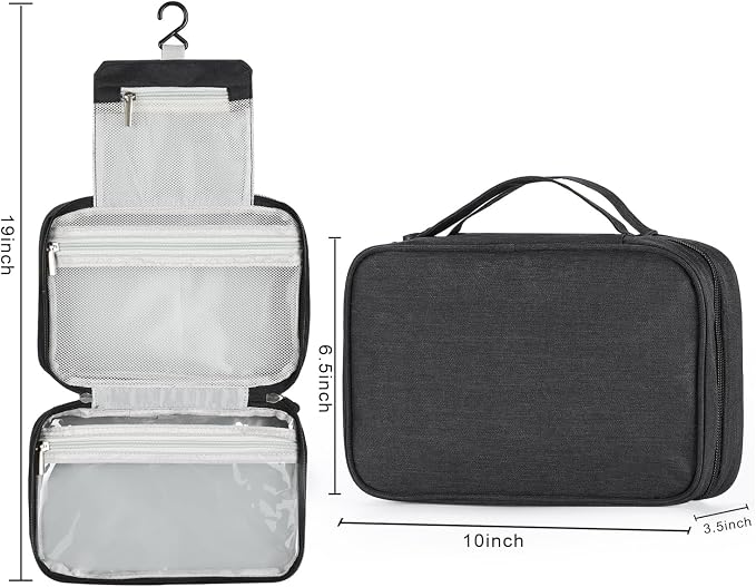 Compact Travel Toiletry Bag, Waterproof Hanging Shower Organizer | Portable Foldable Wash Pouch with Hook, for Women & Men Bathroom/Shaving/Camping, Space Saving Design - Image 2