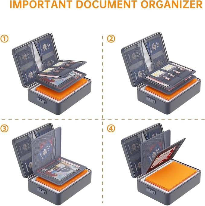 DocSafe 5200°F Fireproof Document Organizer Box with Lock, Gray (Soft) | Heat Insulated 8 Layers File Protection Bag,Water-Resistant Zipper,Portable Home Office Travel Safe Storage for Files,Laptop - Image 7