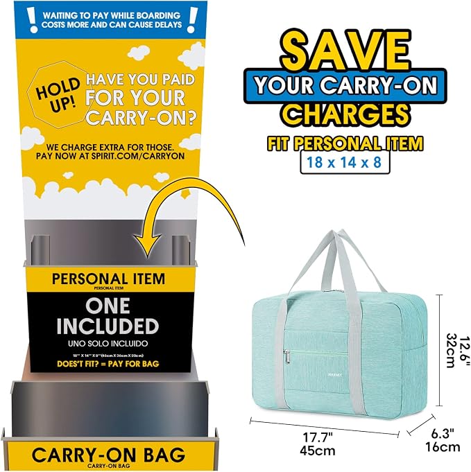 For Spirit Airlines Personal Item Bag Foldable Travel Duffel Bag Tote Carry on Luggage Duffle Overnight for Women and Men - Image 3