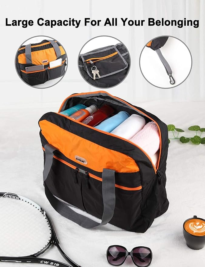 Packable Tote Bag Extra Small Duffel Bag Carry On Under Seat 20L Foldable | Nylon Packable Bag Travel Light Mens Personal Item Travel Bag Airplane Purse Carry On Bag for Women to Stand On Suitcase - Image 8