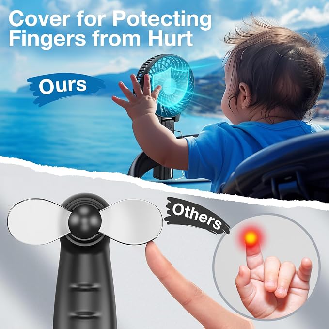 VersionTECH. Portable Handheld Fan, Powerful+Durable+180° Foldable, Mini Hand Fans with USB Rechargeable Battery Operated Cooling Accessories for Personal Use, Travel, Office Black - Image 5