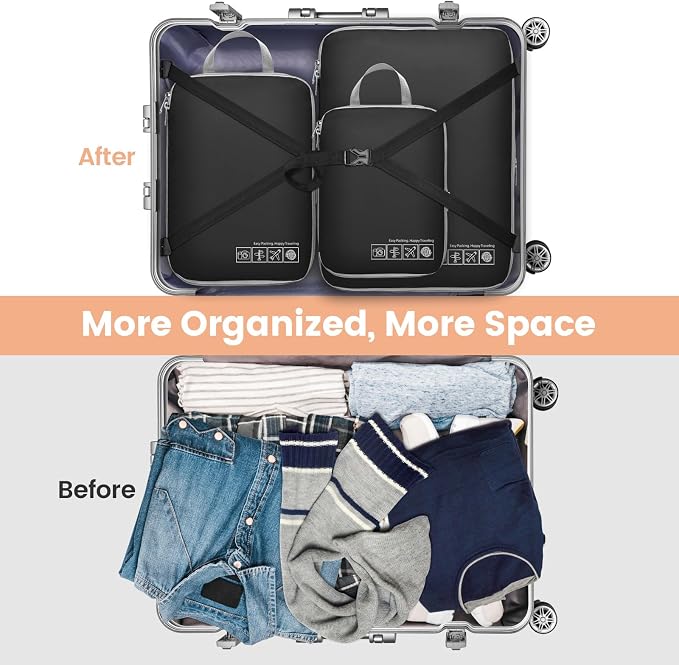 Cambond Compression Packing Cubes for Travel - Luggage Suitcase Organizer | Compression Zip Design for Space-saving, Expandable, Lightweight, Keep Clothes Sorted, Luggage Space Tidy, Carry on Pack Fast - Image 8