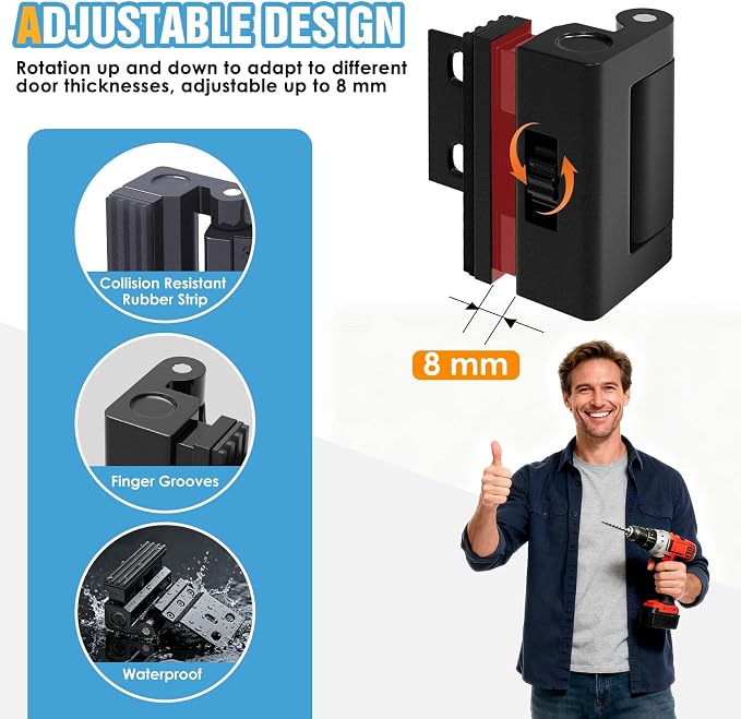 Upgraded Portable Door Lock for Travel & Home - No Drill Anti-Kick Door Reinforcement Lock with 800lbs Strength, Fits Inward Swing Doors, Black - Image 2